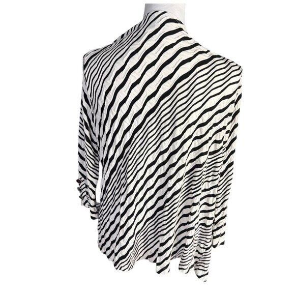 Chico's Zebra Stripe Open Front Cardigan Blazer Size L - Picture 3 of 8